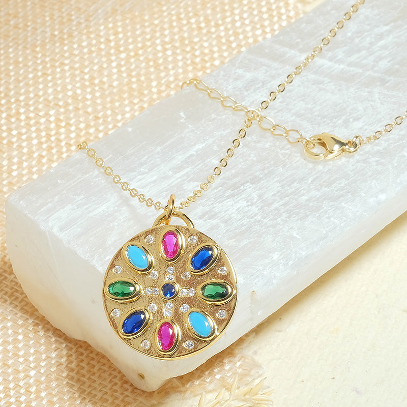 Multicolor Stone Round Necklace