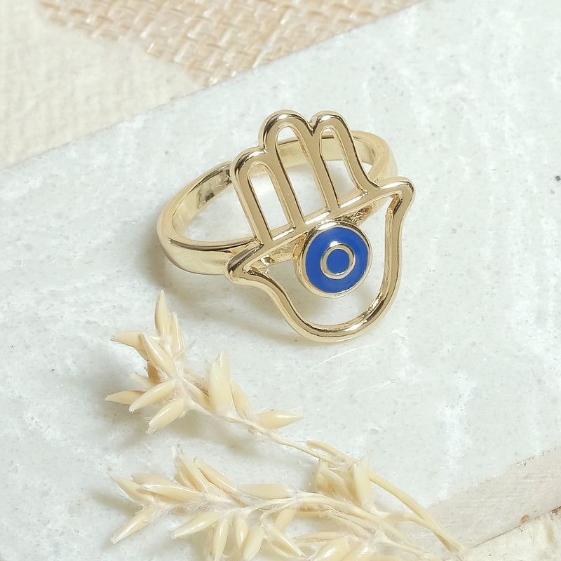 Deep Blue Hamsa Ring - Upakarna Jewelry