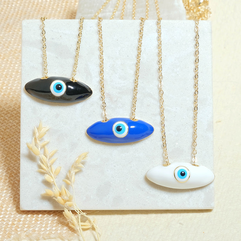 Evil Eye Oval Necklace - Upakarna Jewelry
