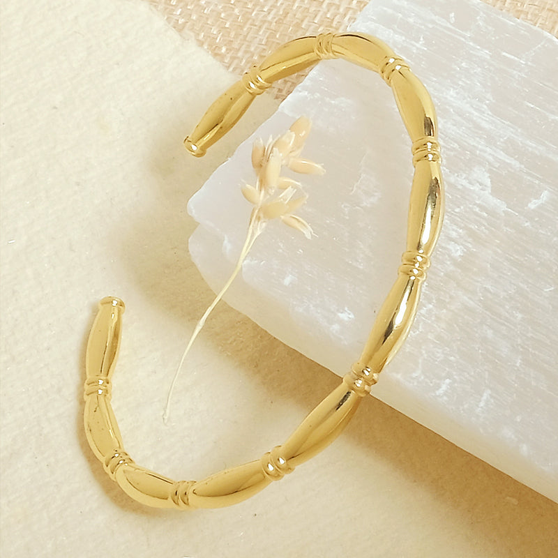 Golden Pipe Cuff Bangle