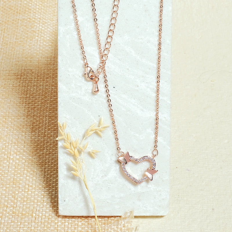 The Heart With Butterfly Necklace