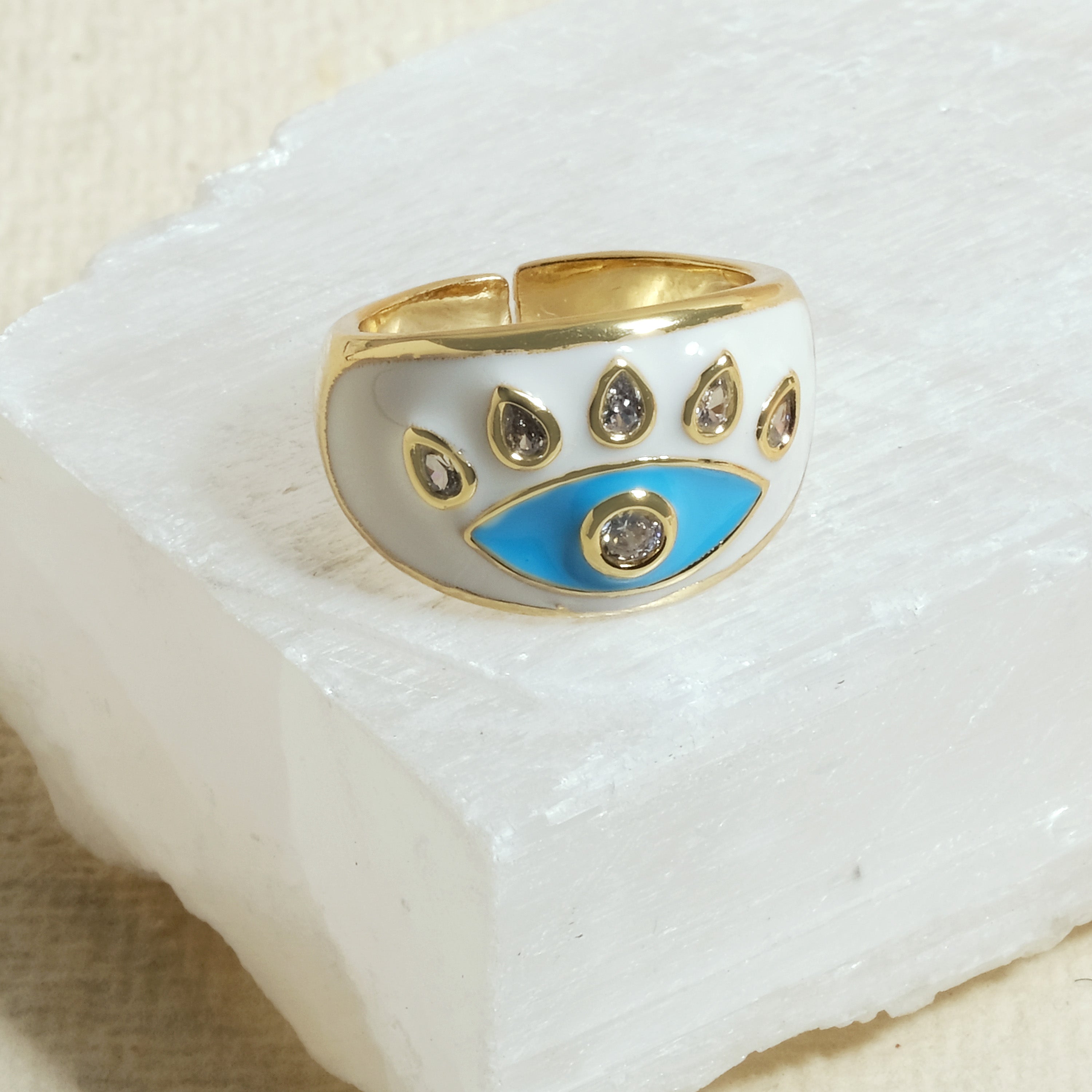 Studded Evil Eye Ring