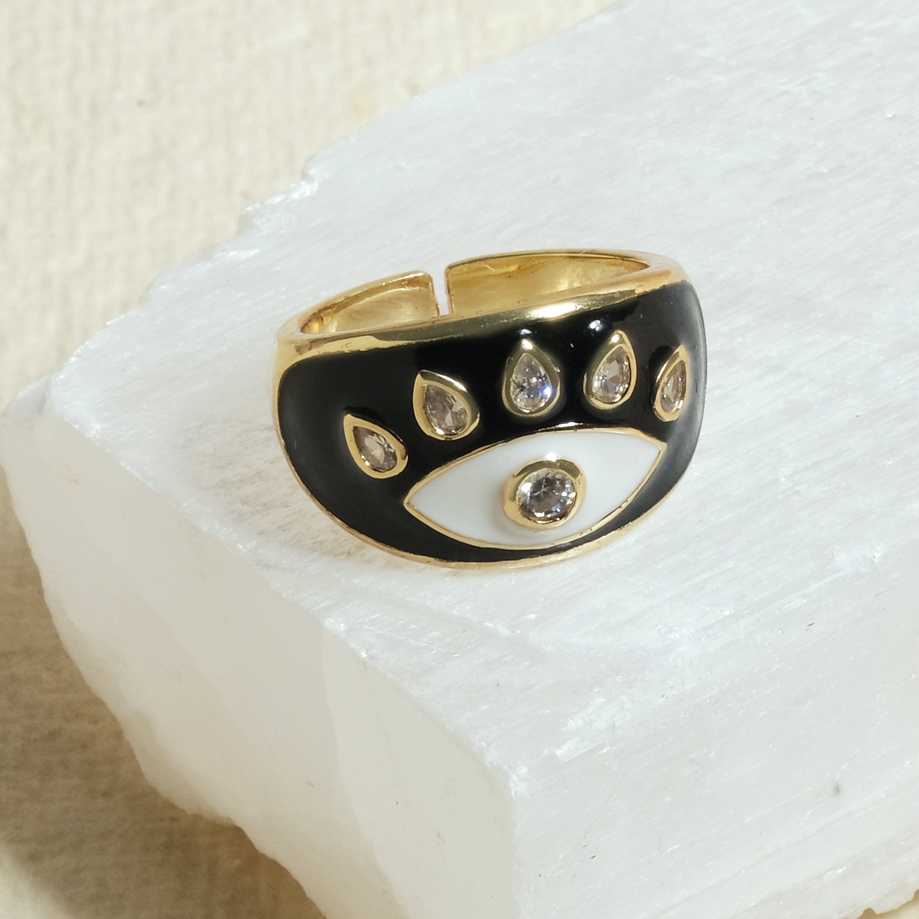 Studded Evil Eye Ring