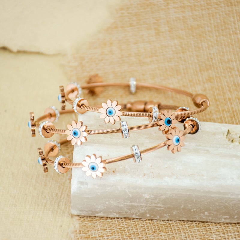 Flower Evil Eye Bangle