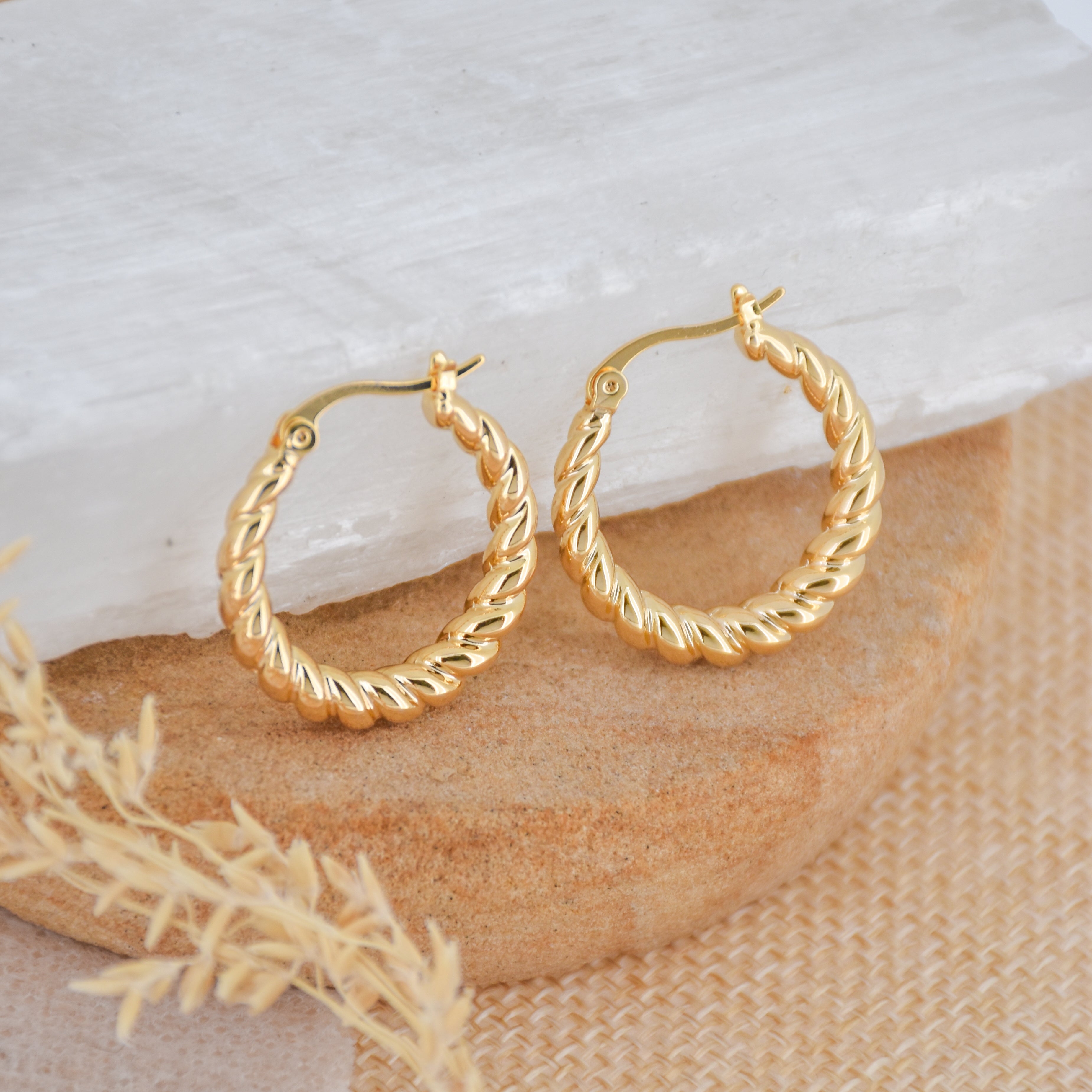 Twisted Golden Hoops