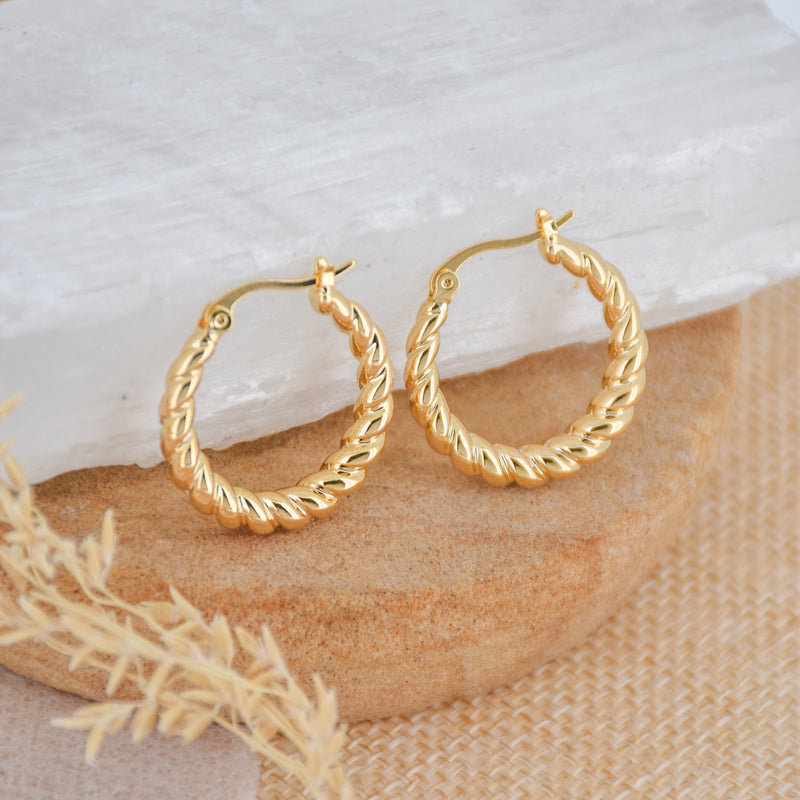 Twisted Golden Hoops