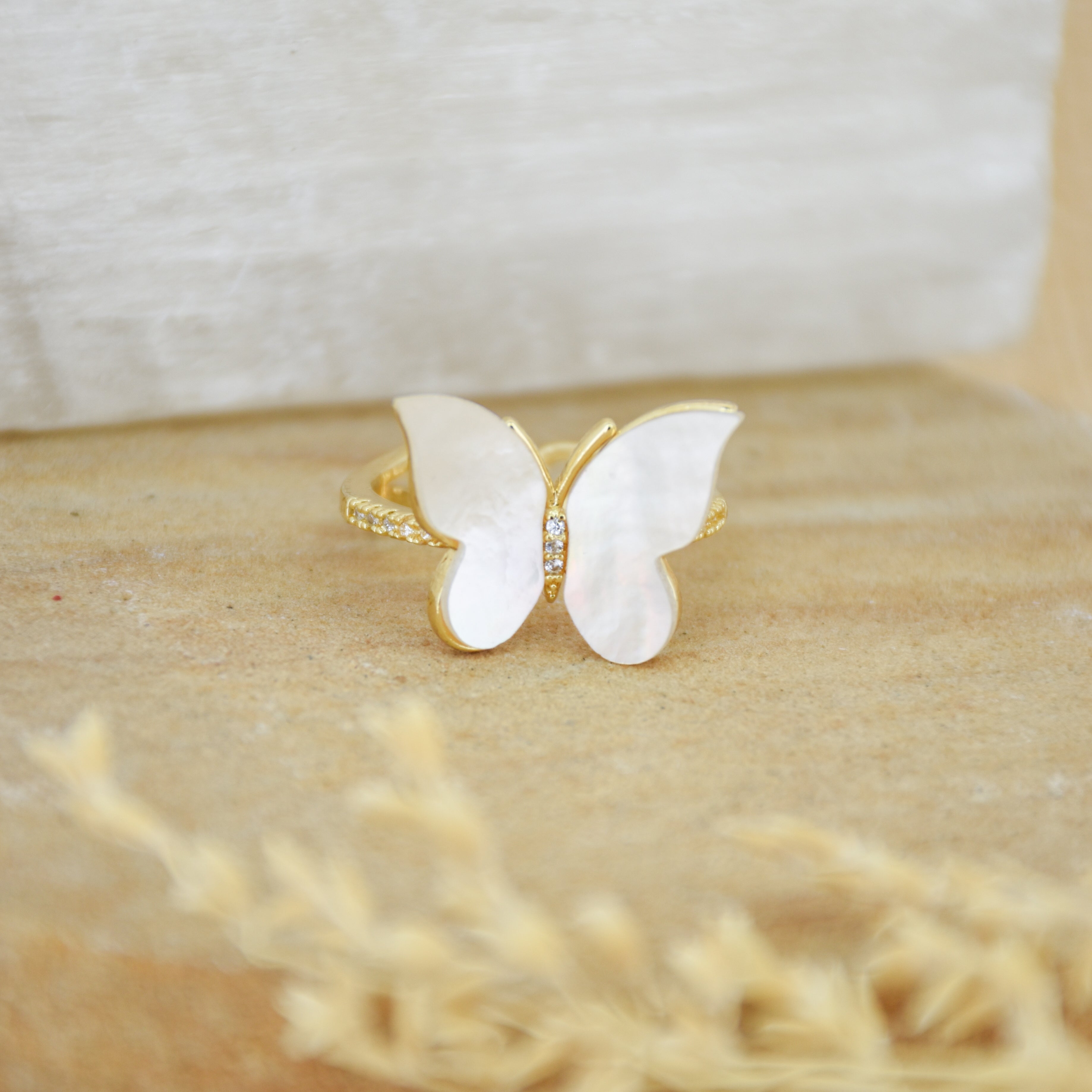 Mother Of Pearl Butterfly Ring