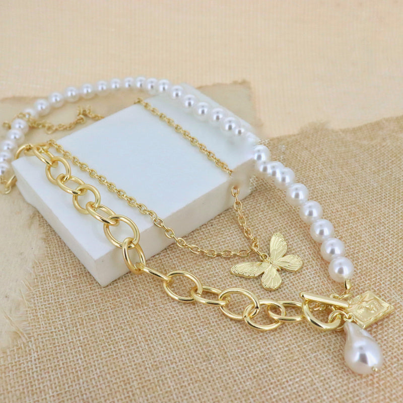 Butterfly Pearl Dance Necklace