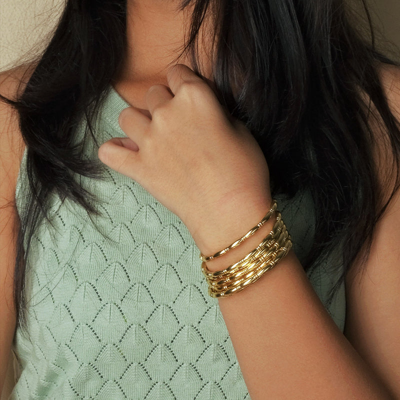 Golden Pipe Cuff Bangle