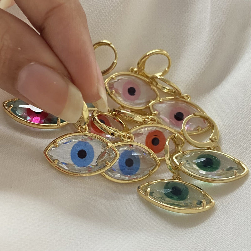 Crystal Evil Eye Earrings - Upakarna Jewelry
