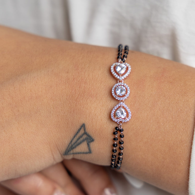 Diamond Heart Mangalsutra Bracelet - Upakarna Jewelry