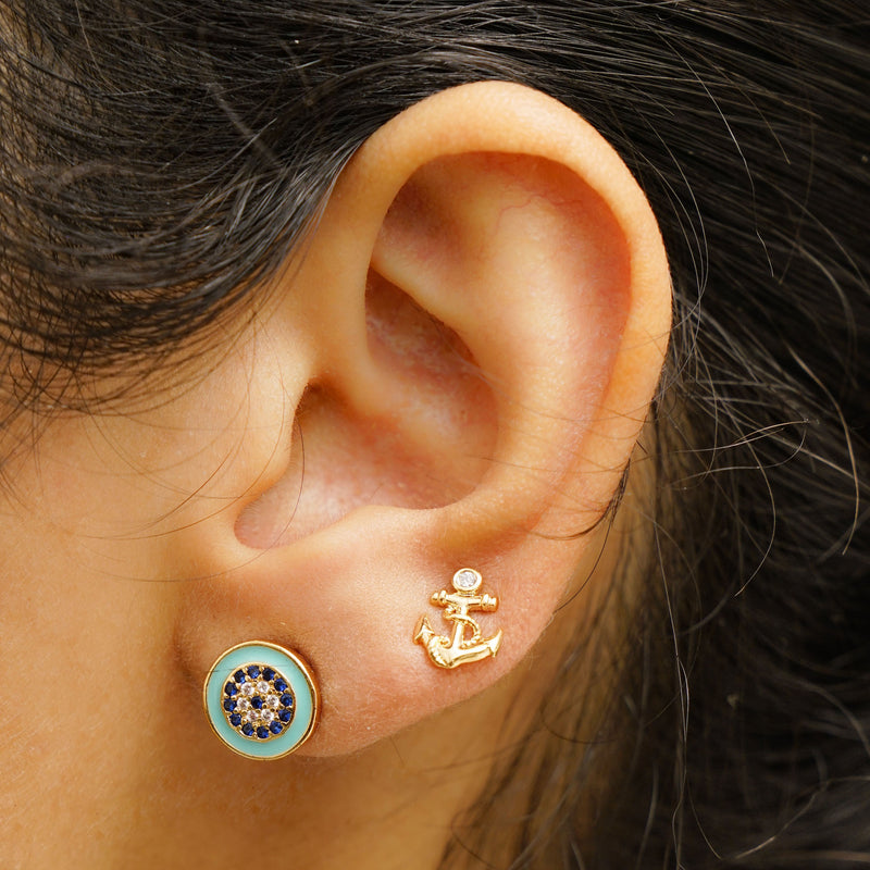Evil Eye and Anchor Earrings - Upakarna Jewelry