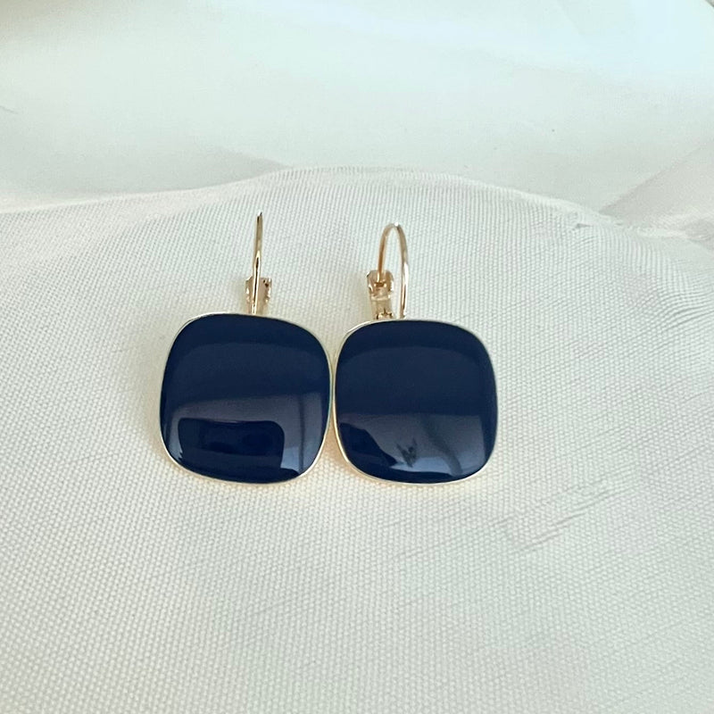 Blue Glaze Button Earrings - Upakarna Jewelry