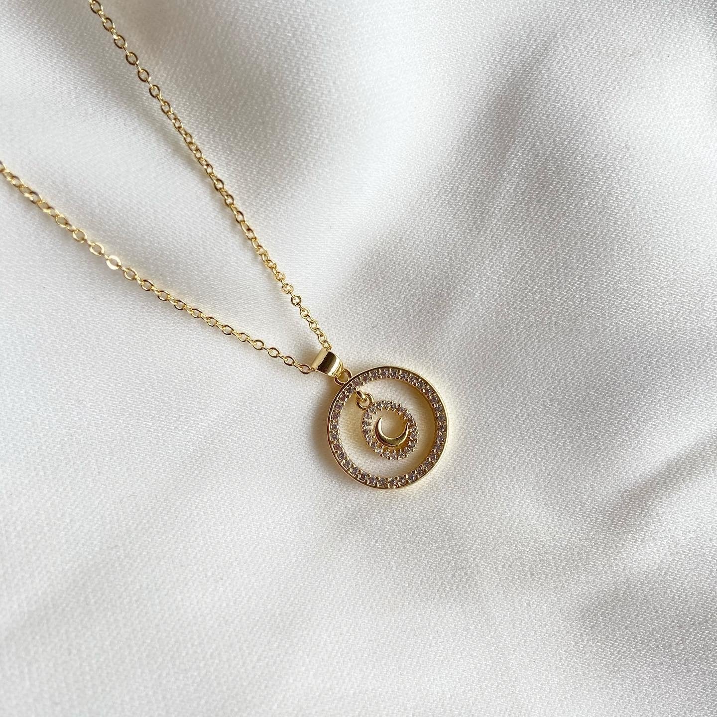 Moon  Golden Ring Necklace - Upakarna Jewelry