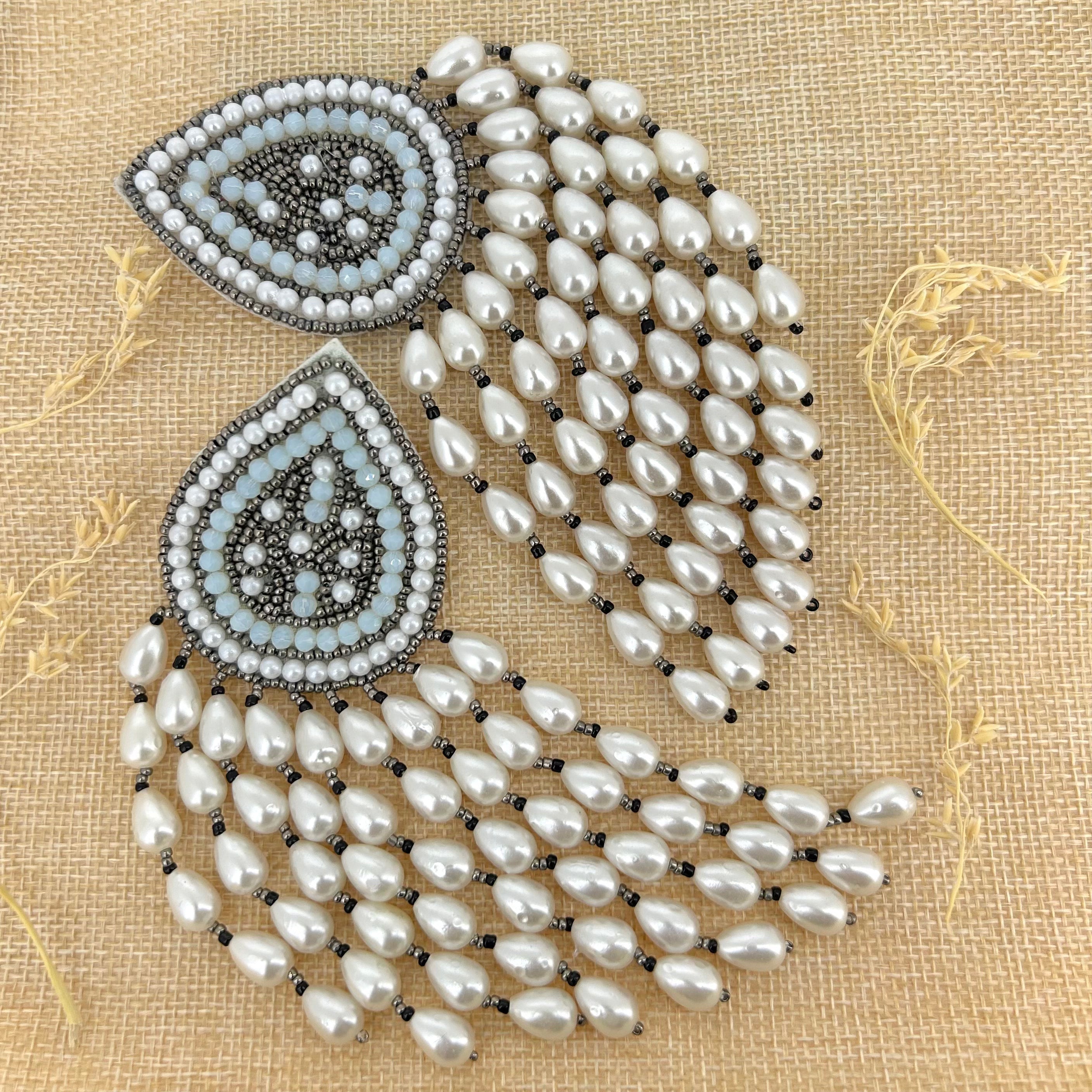 Beaded Pearls Statement Earrings