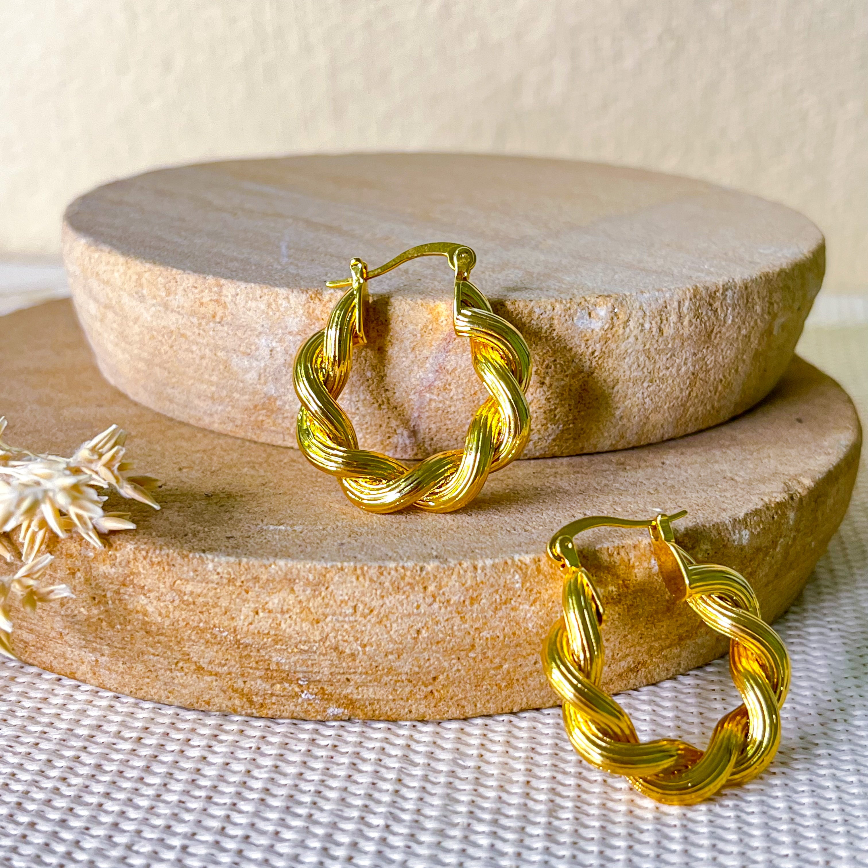 Gold Spiral Hoops