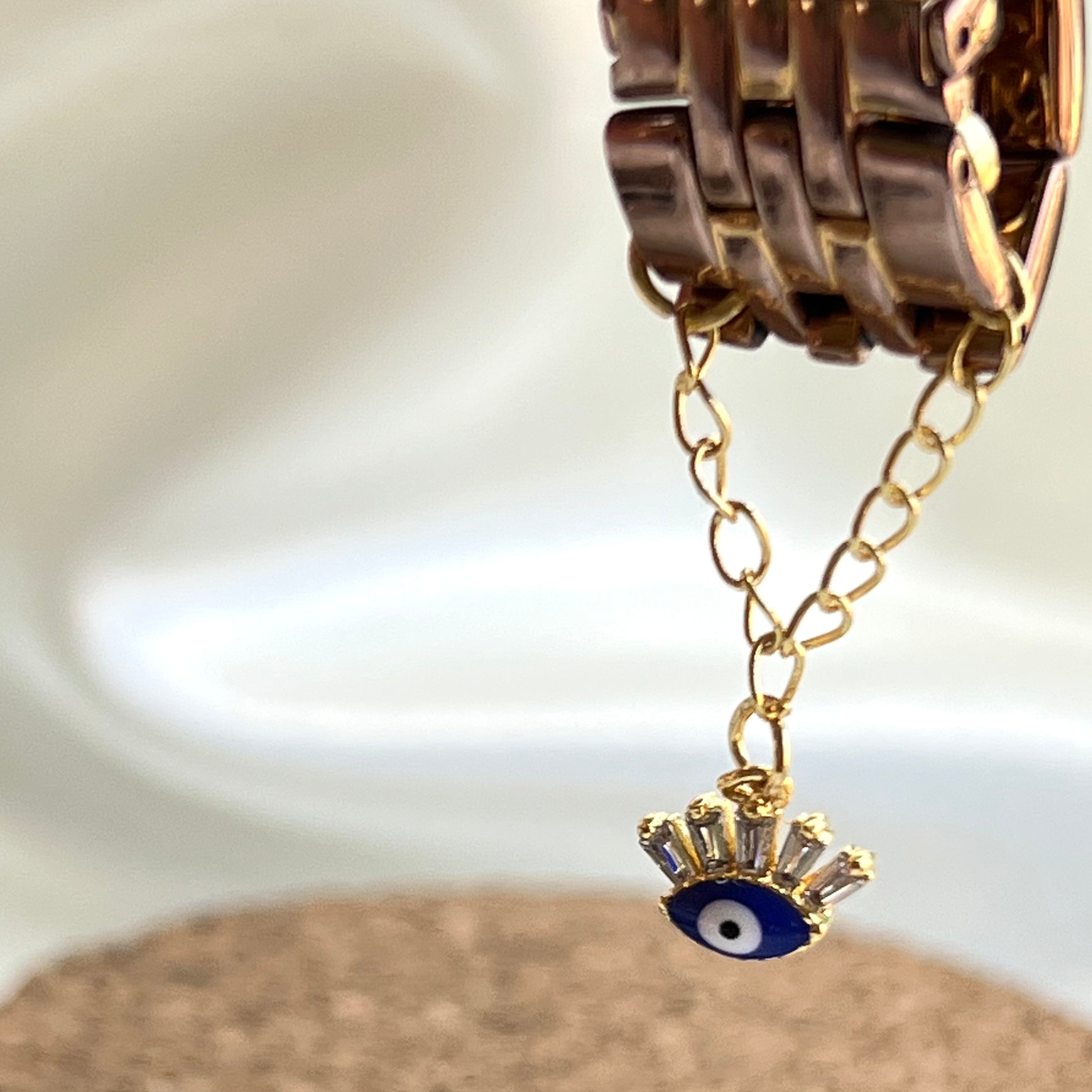Golden Evil Eye Lash Watch Charm - Upakarna Jewelry