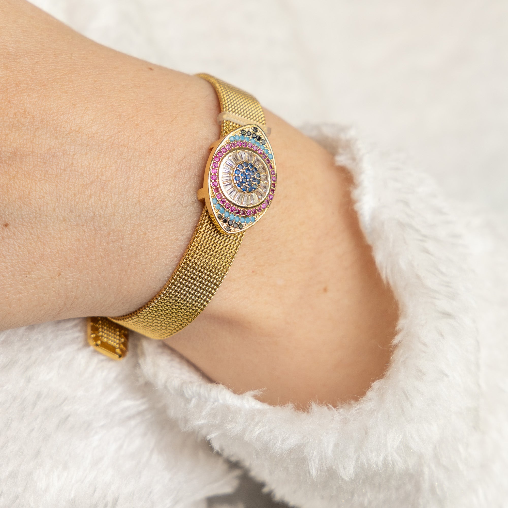 Multicolor Evil Eye Watch Belt - Upakarna Jewelry