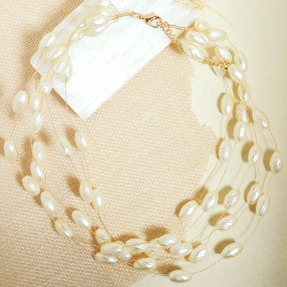 Five Layered Mother Of Pearl Necklace