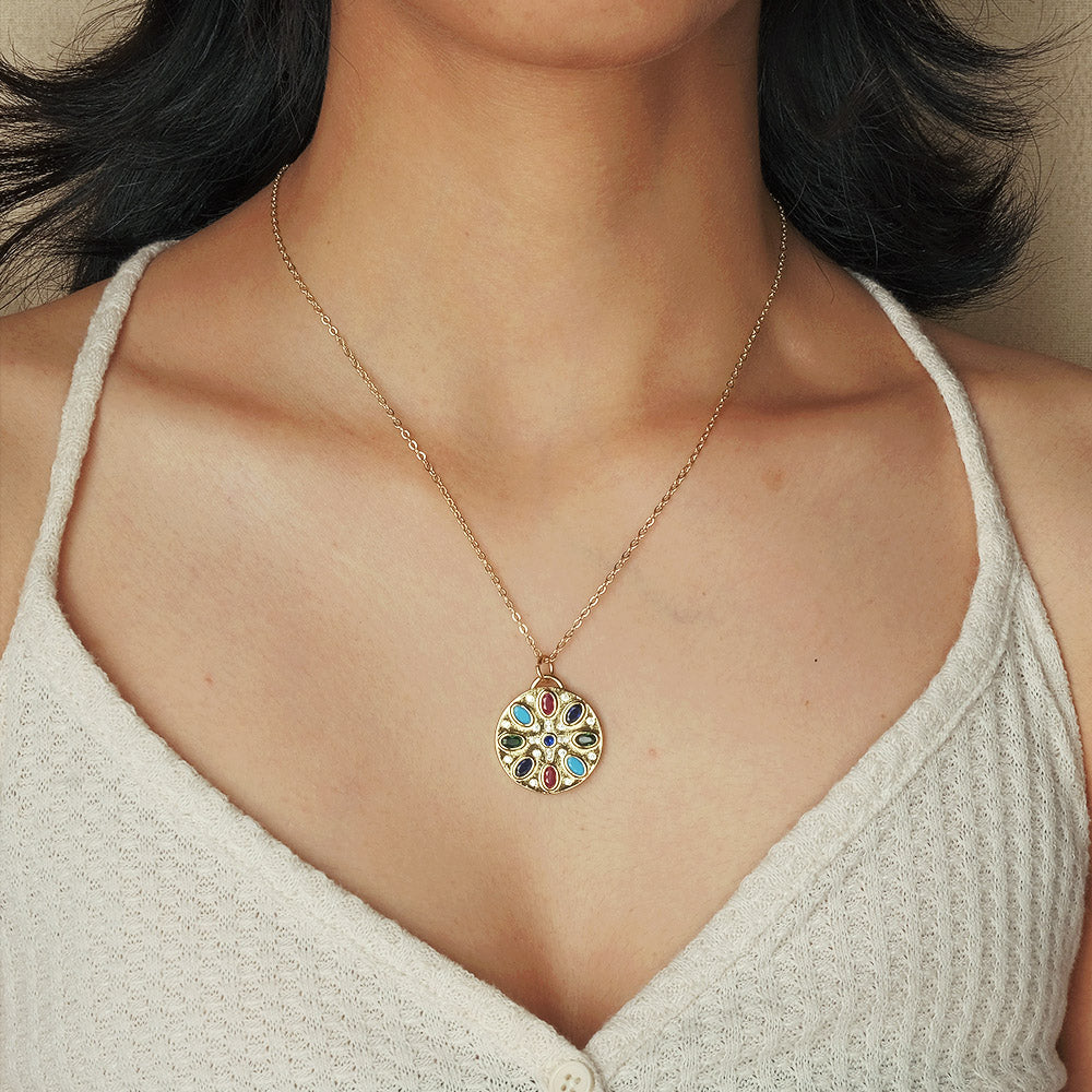 Multicolor Stone Round Necklace