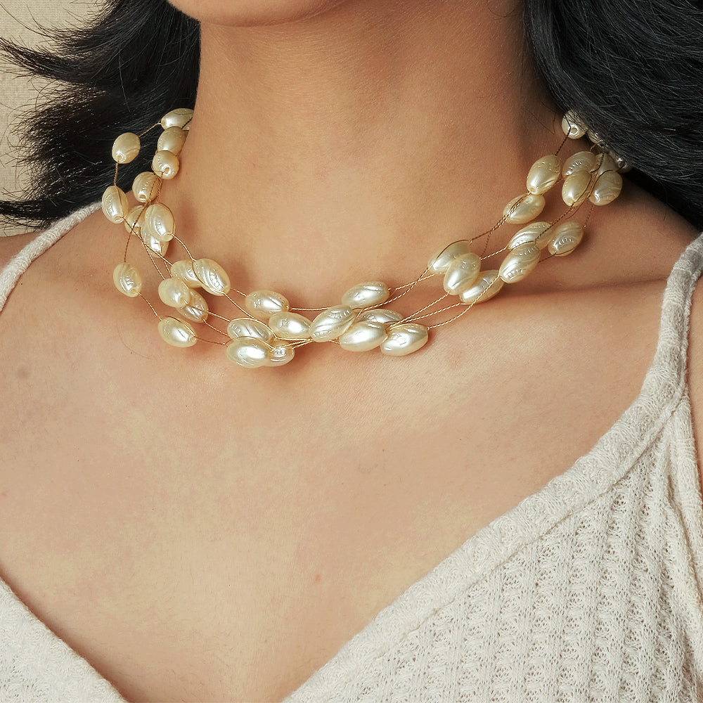 Five Layered Mother Of Pearl Necklace