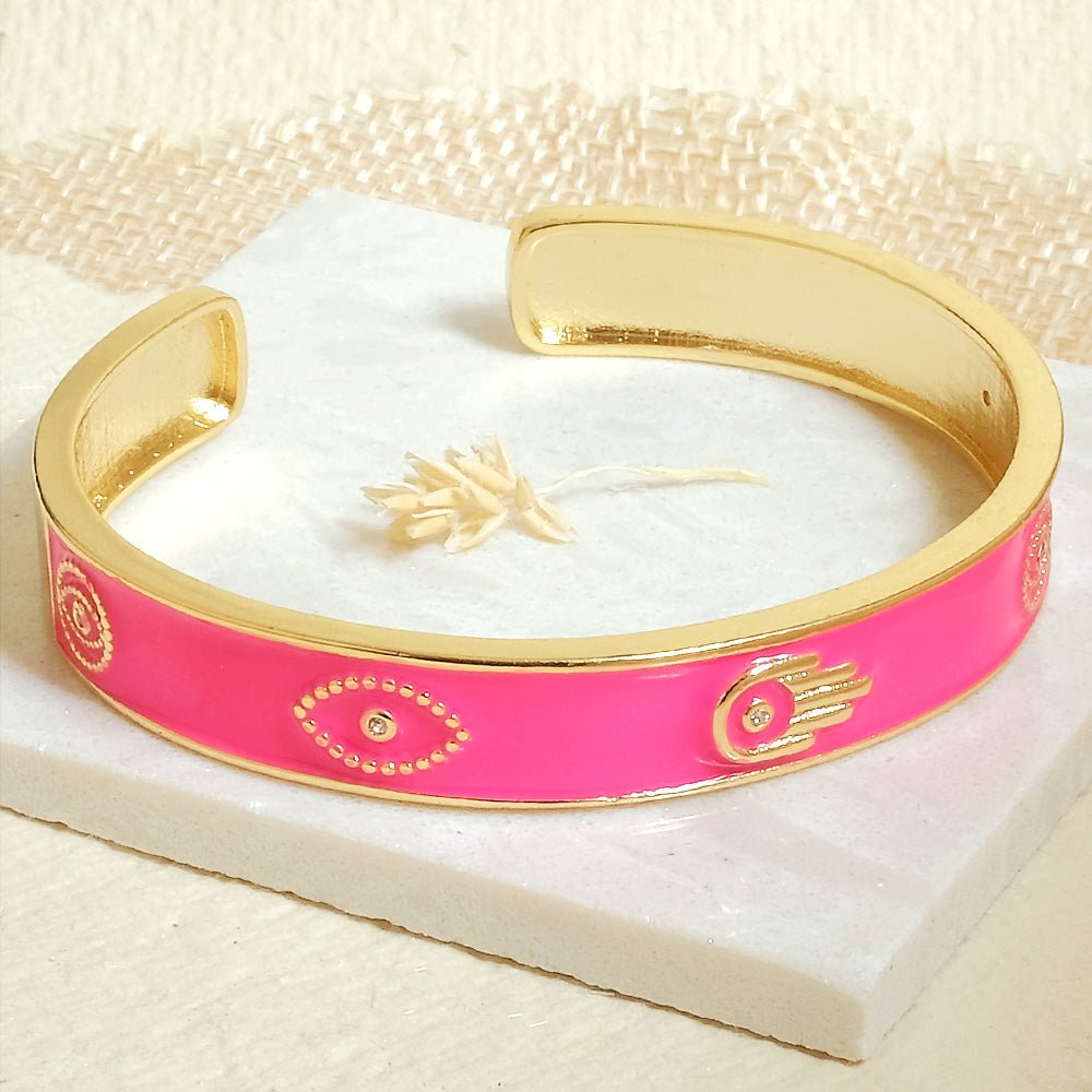 Pastel Hamsa Evil Eye Cuffs - Upakarnaproduct_type