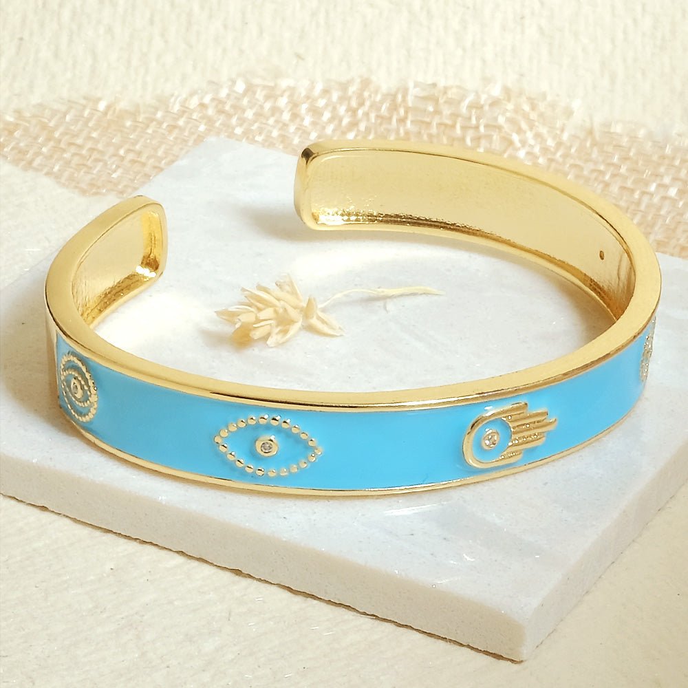 Pastel Hamsa Evil Eye Cuffs - Upakarnaproduct_type