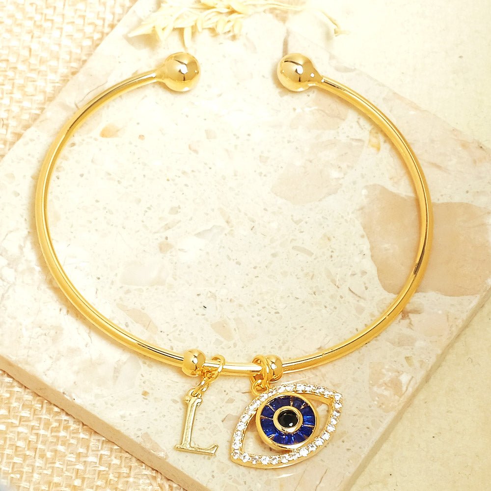 Personalized Evil Eye Bracelet (With Initial) - Upakarnaproduct_type