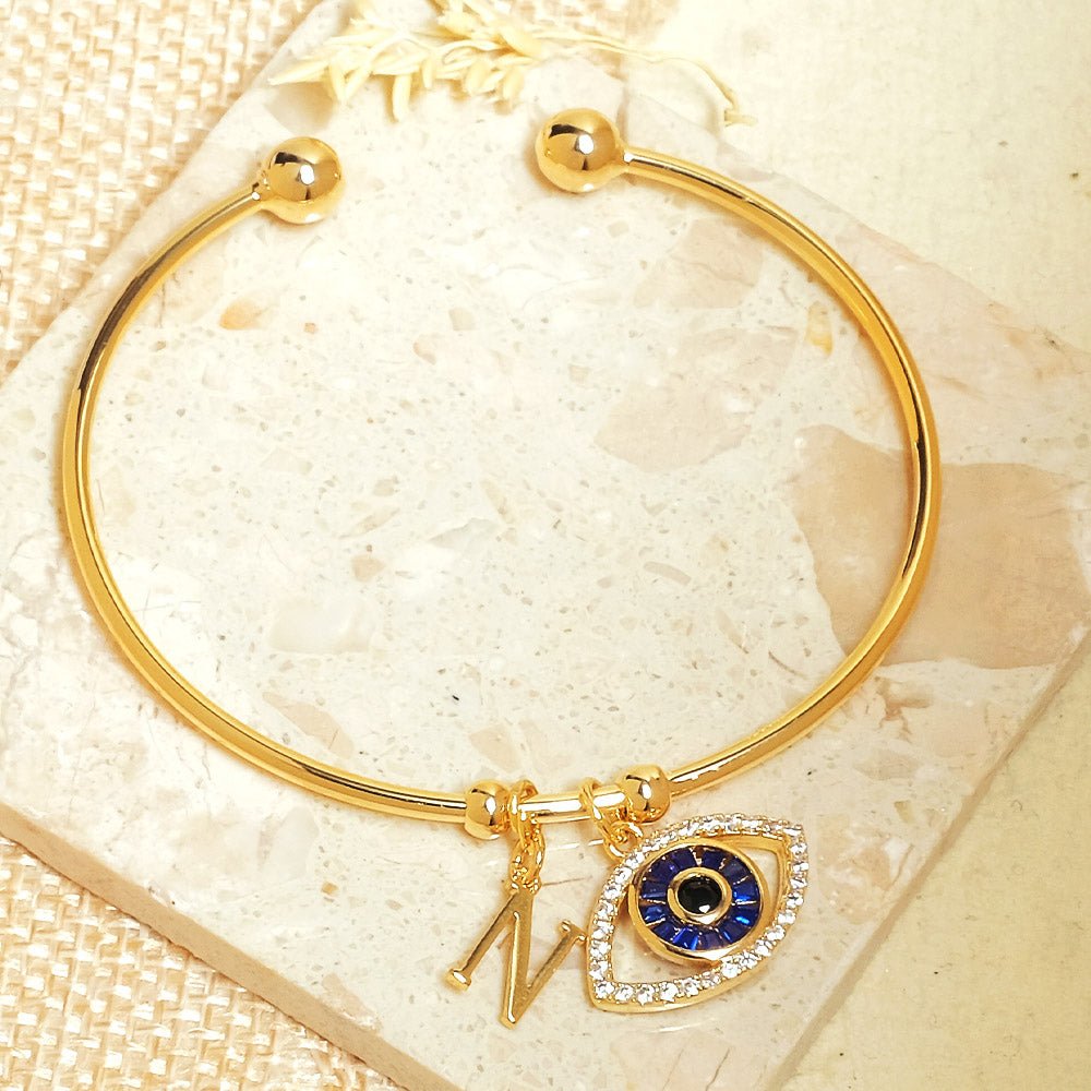 Personalized Evil Eye Bracelet (With Initial) - Upakarnaproduct_type
