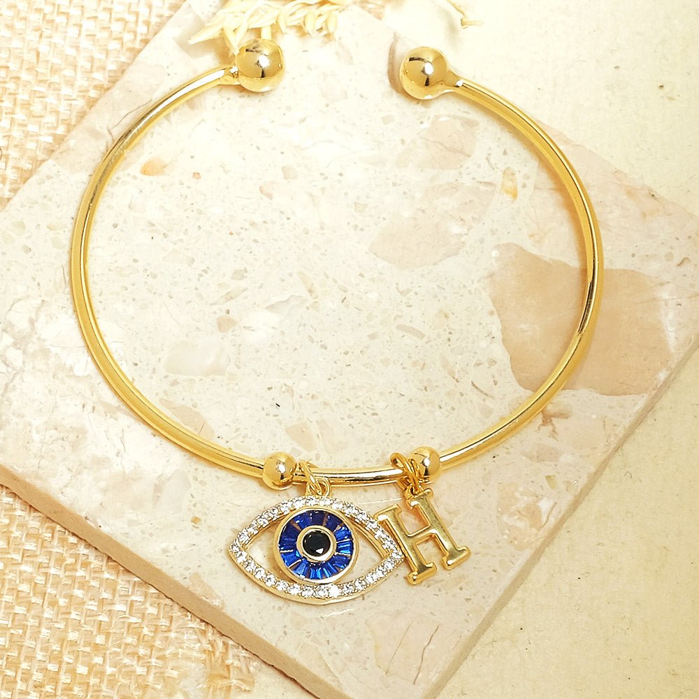 Personalized Evil Eye Bracelet (With Initial) - Upakarnaproduct_type