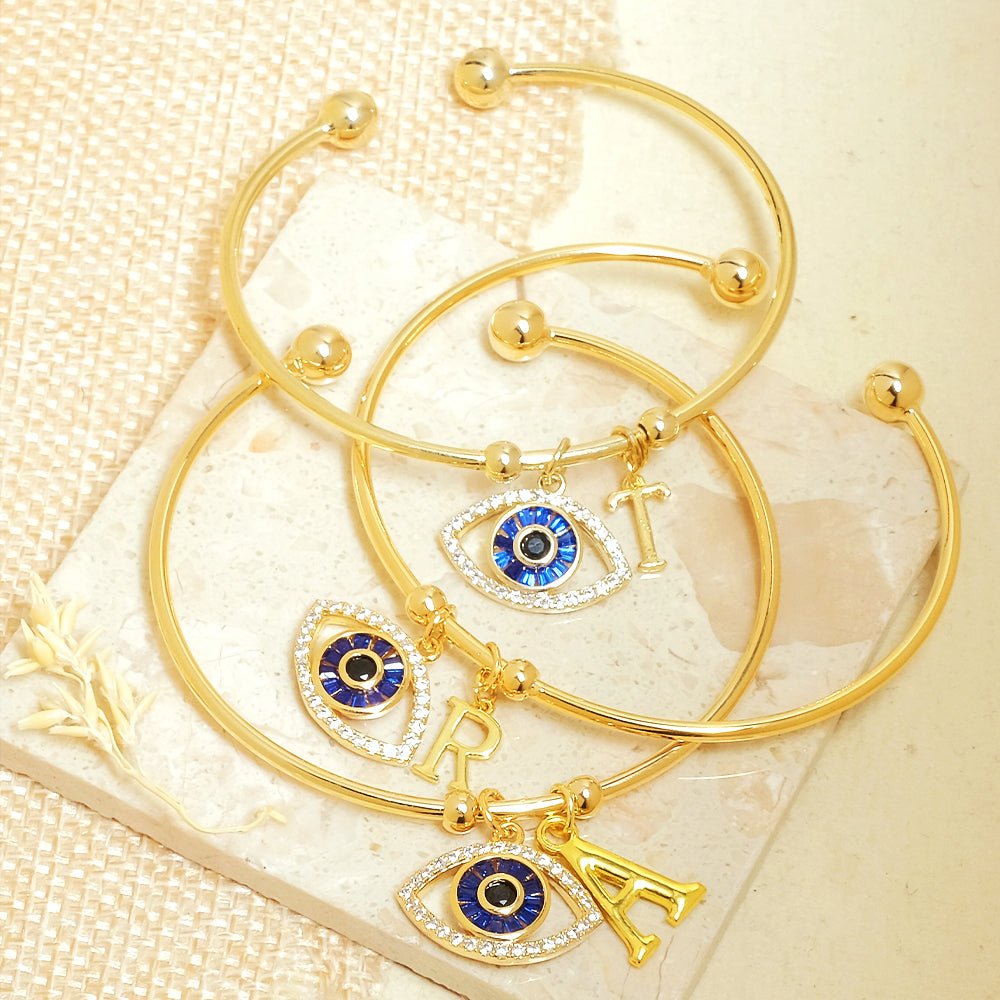 Personalized Evil Eye Bracelet (With Initial) - Upakarnaproduct_type