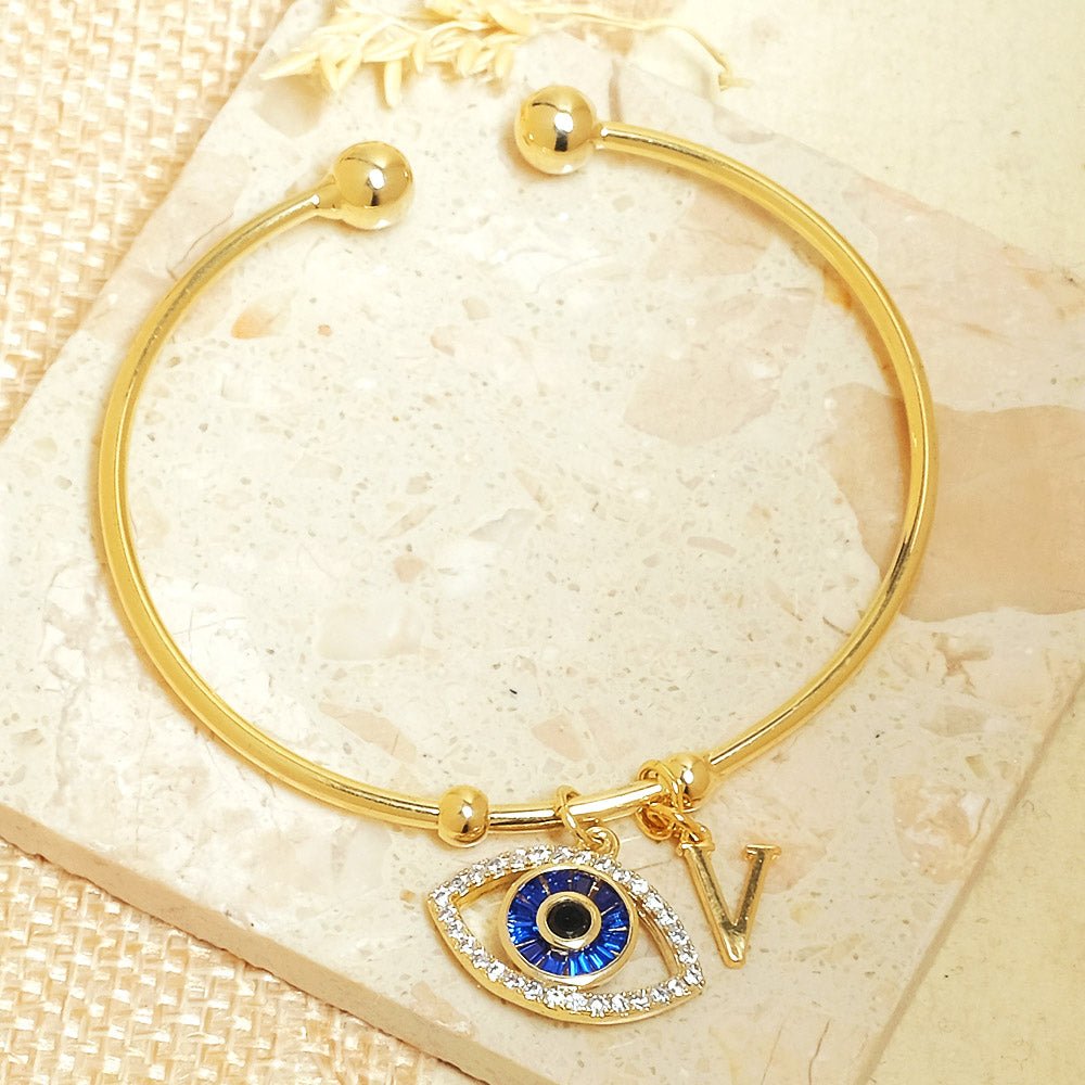 Personalized Evil Eye Bracelet (With Initial) - Upakarnaproduct_type