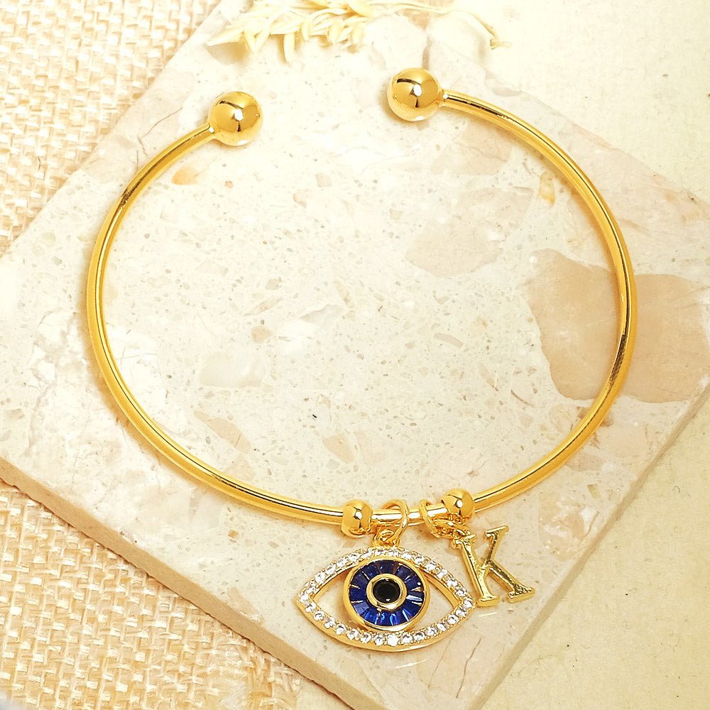 Personalized Evil Eye Bracelet (With Initial) - Upakarnaproduct_type