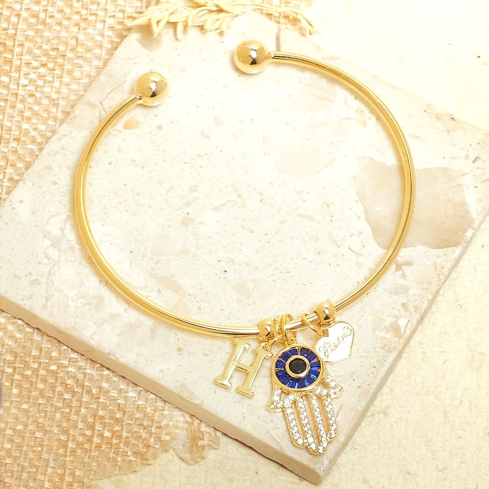 Personalized Hamsa Bracelet (With Initial) - Upakarnaproduct_type