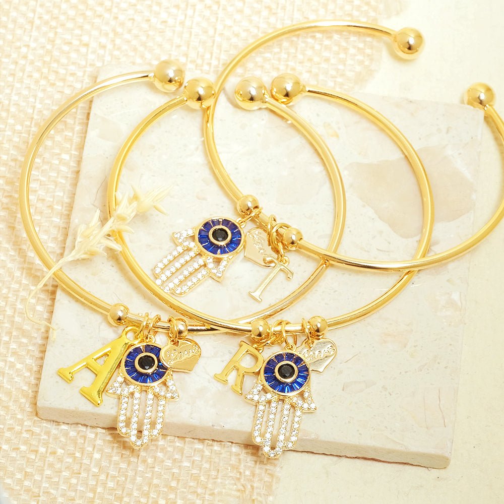 Personalized Hamsa Bracelet (With Initial) - Upakarnaproduct_type
