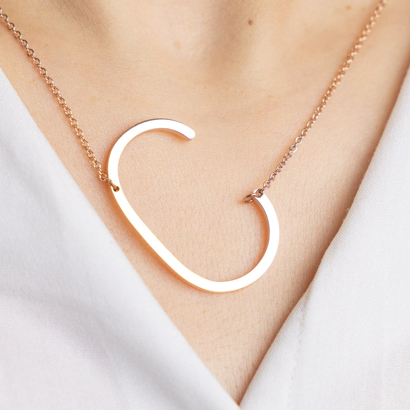 Slanting Letters Necklace - Upakarna Slanting Letters Necklace L Initial Initial necklace letter 7