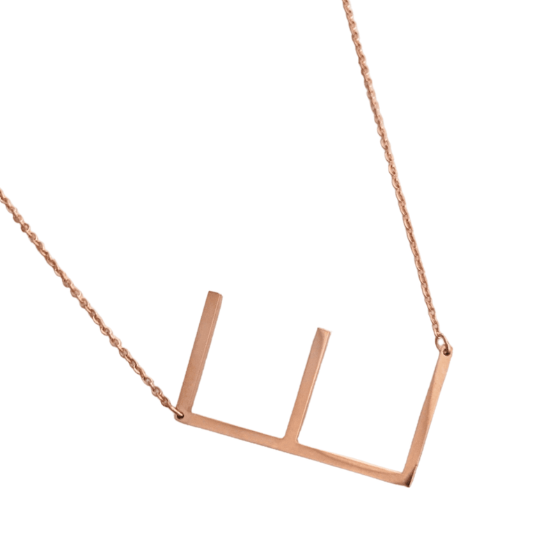 Slanting Letters Necklace - E - Upakarna Jewelry