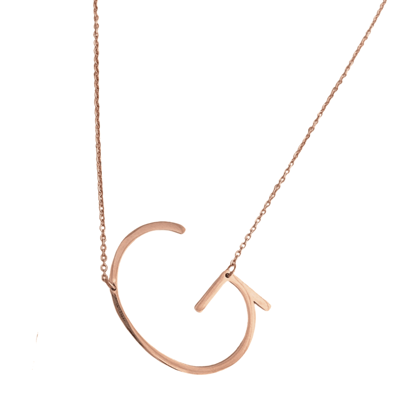 Slanting Letters Necklace - G - Upakarna Jewelry