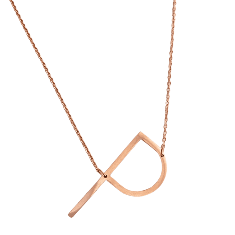 Slanting Letters Necklace - P - Upakarna Jewelry