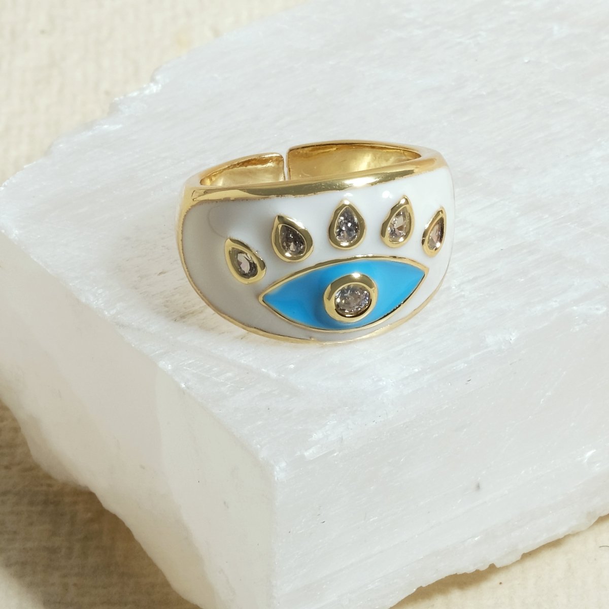 Studded Evil Eye Ring - Upakarnaproduct_type