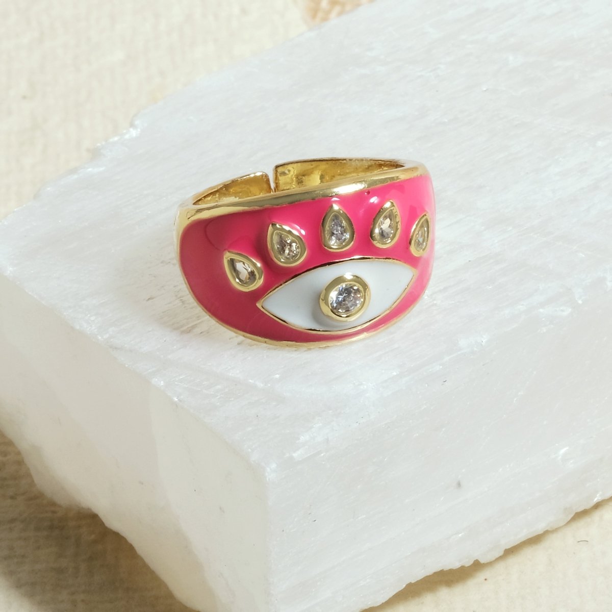 Studded Evil Eye Ring - Upakarnaproduct_type