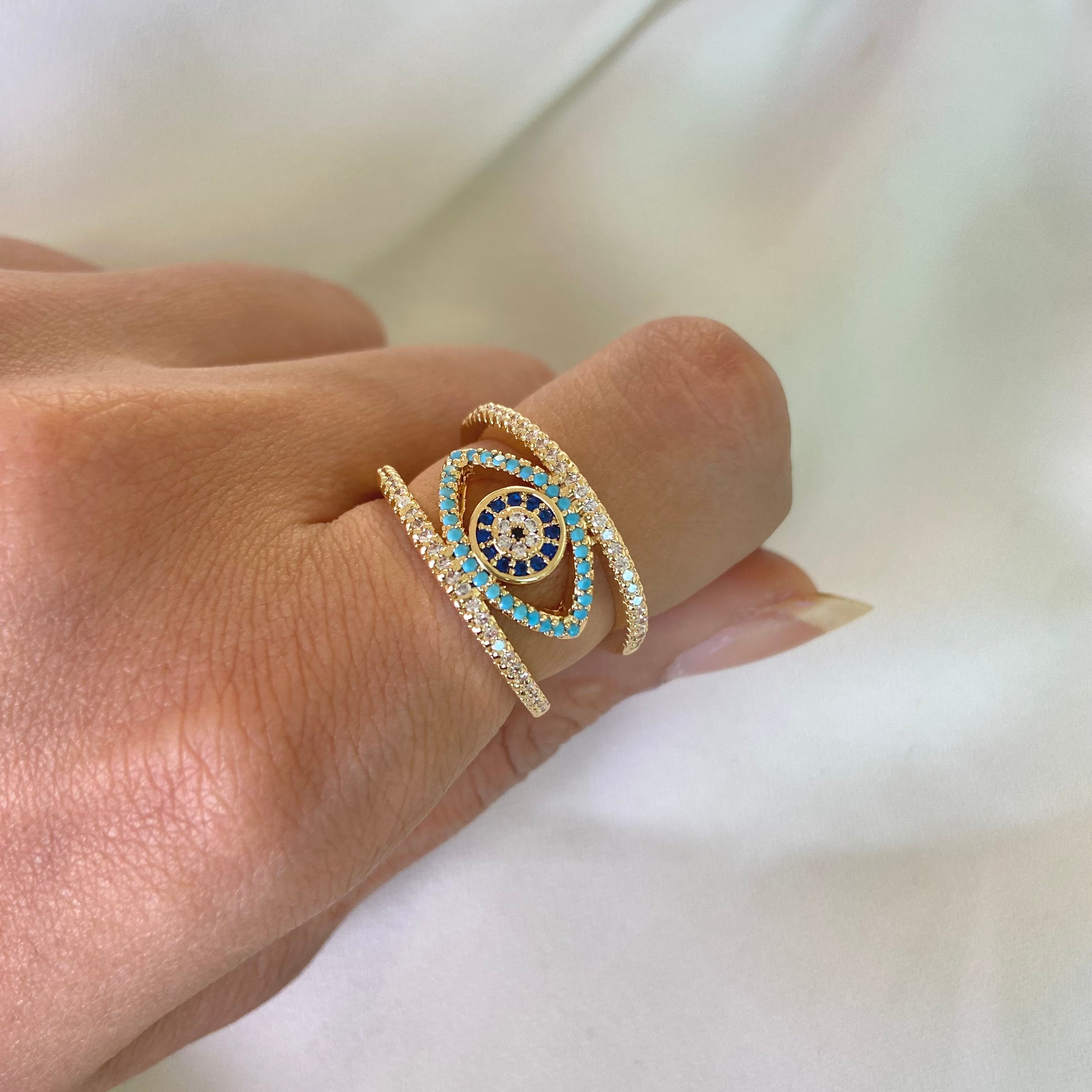 Stunning Evil Eye Band Ring - Upakarna Jewelry