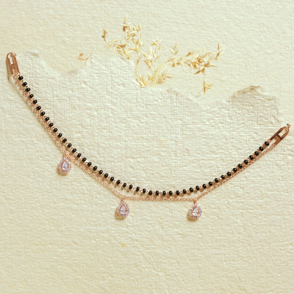Three Diamond Pear Layered Mangalsutra Necklace - Upakarnaproduct_type
