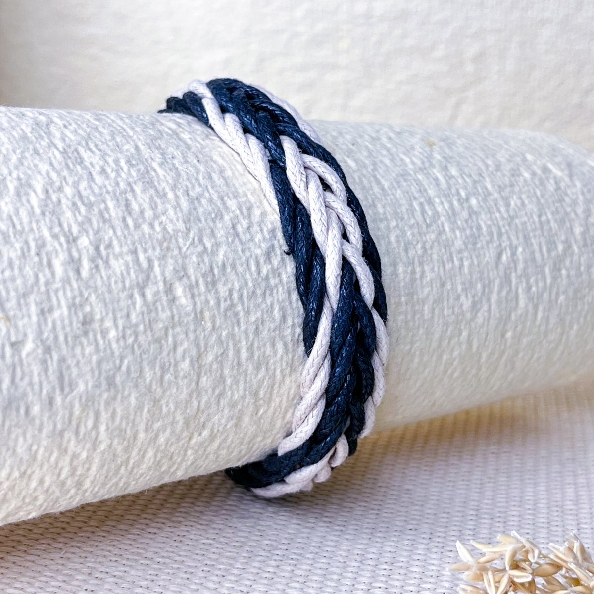 White & Black Braided Men Bracelet - Upakarnaproduct_type